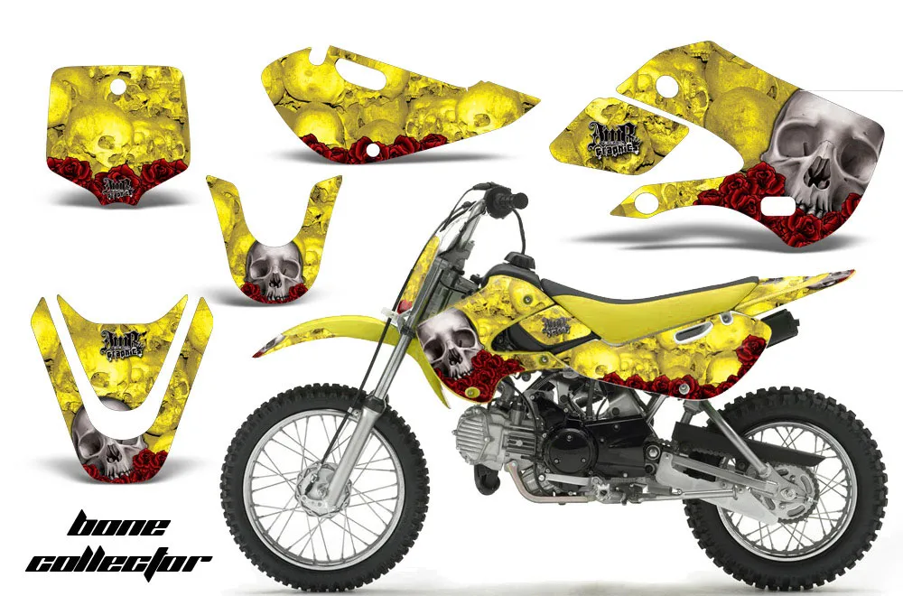 Suzuki DRZ 110 Dirt Bike Graphic Kit - All Years Bone Collector Yellow