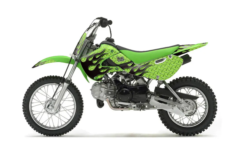 Suzuki DRZ 110 Dirt Bike Graphic Kit - All Years Diamond Flames Green