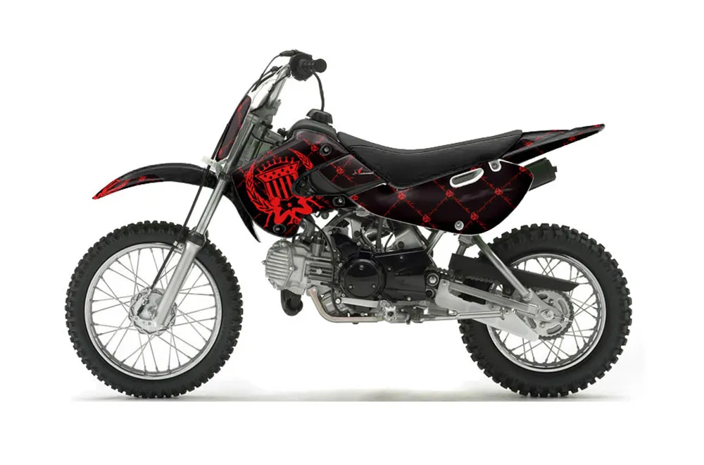 Suzuki DRZ 110 Dirt Bike Graphic Kit - All Years Silver Star - Reloaded Red