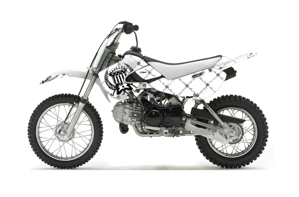 Suzuki DRZ 110 Dirt Bike Graphic Kit - All Years Silver Star - Reloaded White
