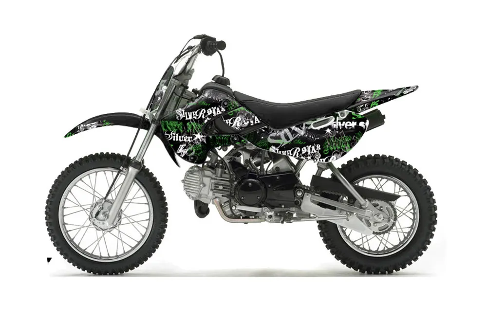 Suzuki DRZ 110 Dirt Bike Graphic Kit - All Years Silver Star - Silverhaze Green