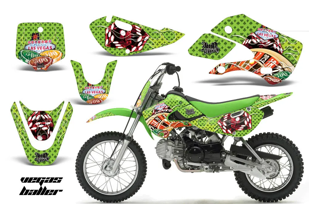 Suzuki DRZ 110 Dirt Bike Graphic Kit - All Years Vegas Baller Green