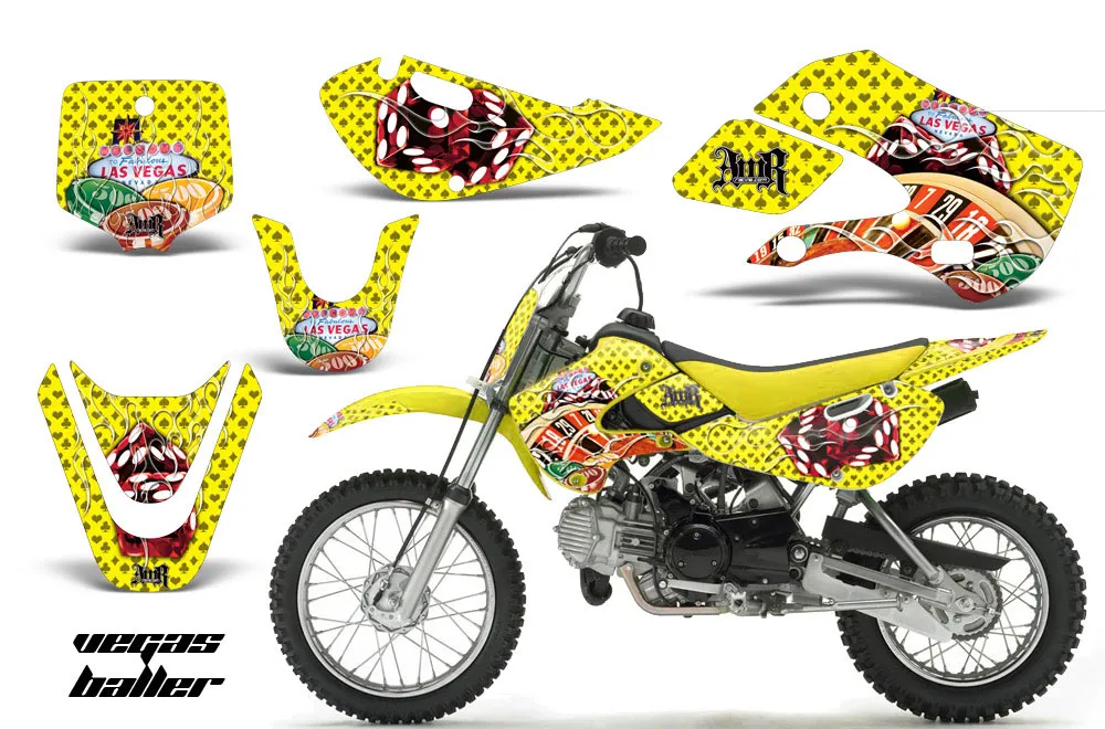 Suzuki DRZ 110 Dirt Bike Graphic Kit - All Years Vegas Baller Yellow