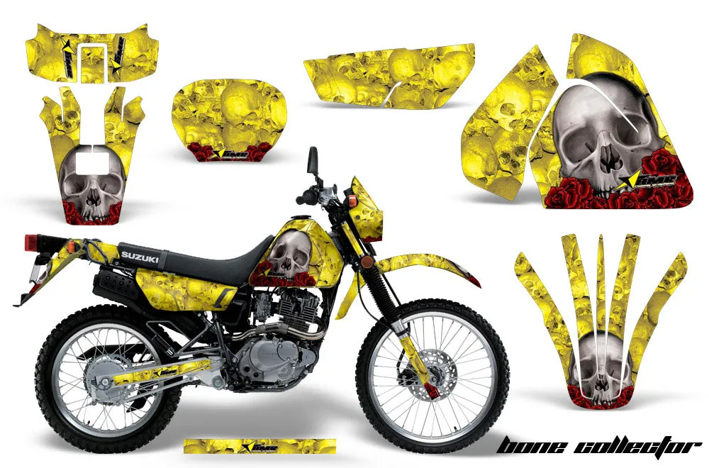 Suzuki DRZ 200 SE Dirt Bike Graphic Kit - 1996-2009 Bone Collector Yellow