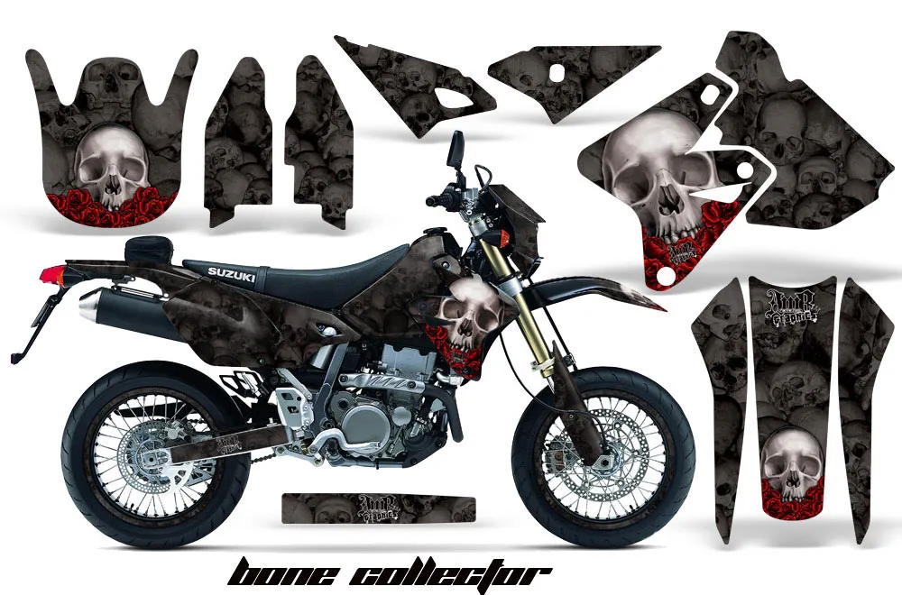 Suzuki DRZ 400 S Metal Tank Dirt Bike Graphic Kit - 2000-2023 Bone Collector Black