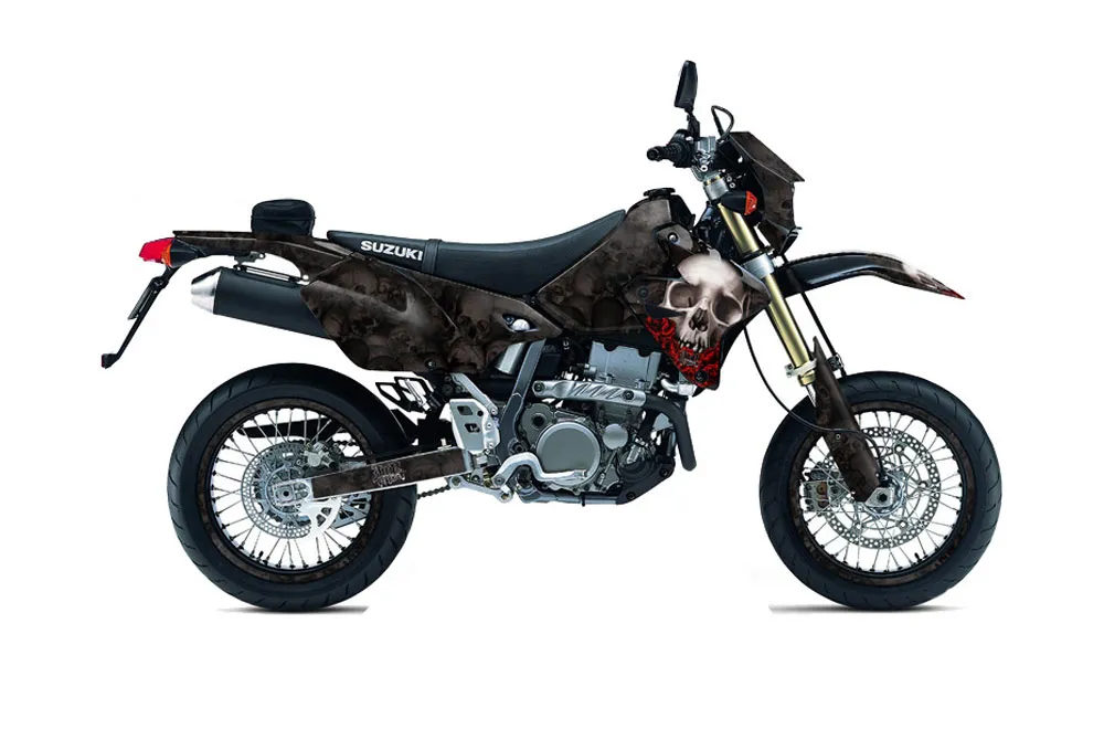 Suzuki DRZ 400 S Metal Tank Dirt Bike Graphic Kit - 2000-2023 Bone Collector Black