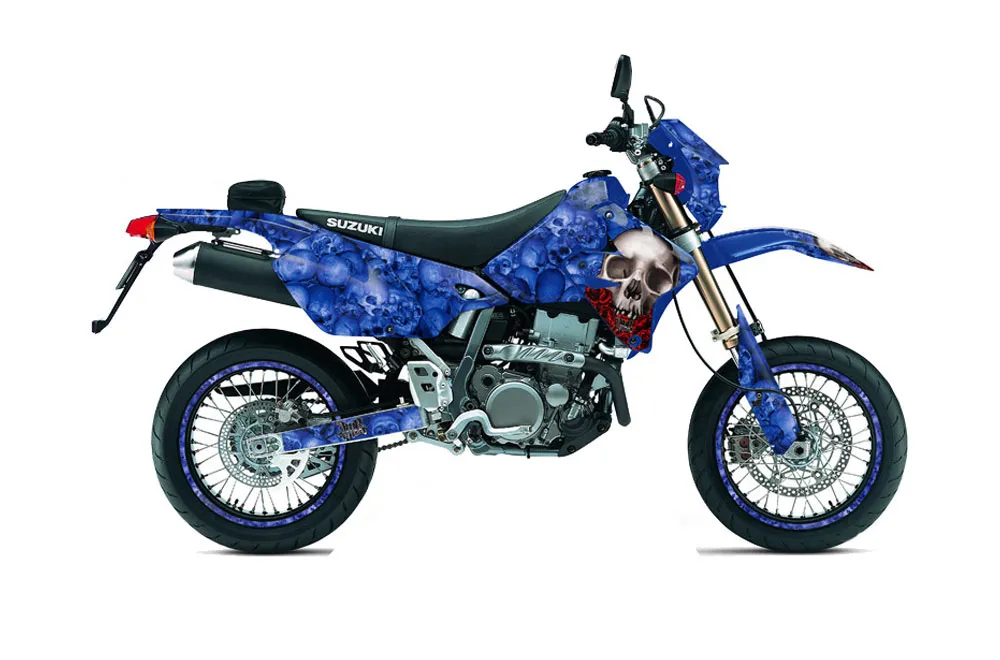 Suzuki DRZ 400 S Metal Tank Dirt Bike Graphic Kit - 2000-2023 Bone Collector Blue