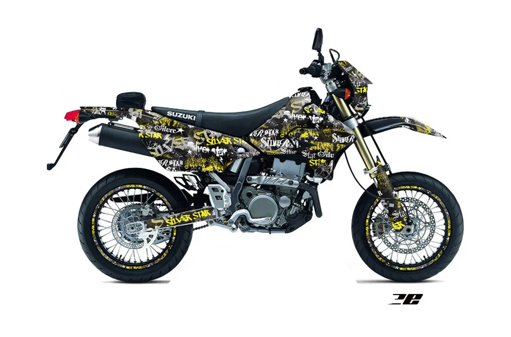 Suzuki DRZ 400 S Metal Tank Dirt Bike Graphic Kit - 2000-2023 Silver Star - Silverhaze Yellow