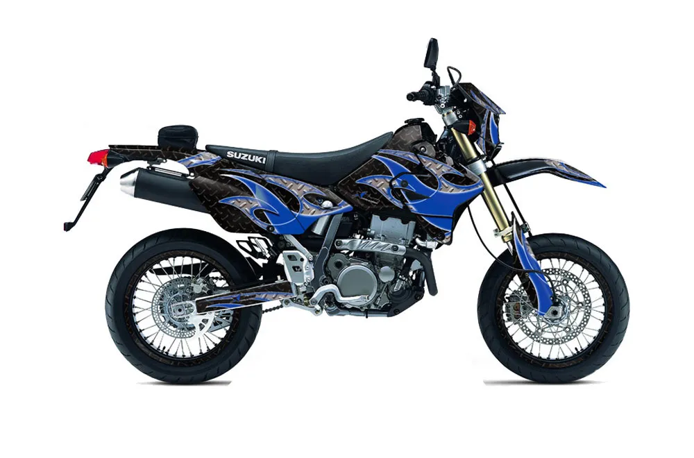 Suzuki DRZ 400 S Metal Tank Dirt Bike Graphic Kit - 2000-2023 Tribal Flames Blue