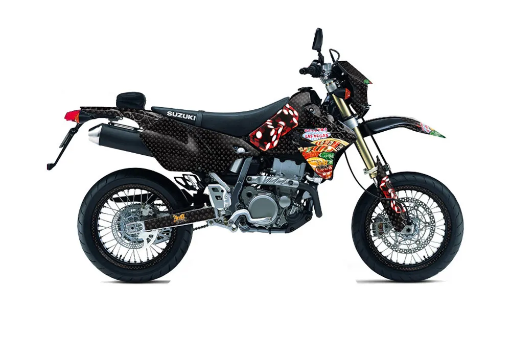 Suzuki DRZ 400 S Metal Tank Dirt Bike Graphic Kit - 2000-2023 Vegas Baller Black