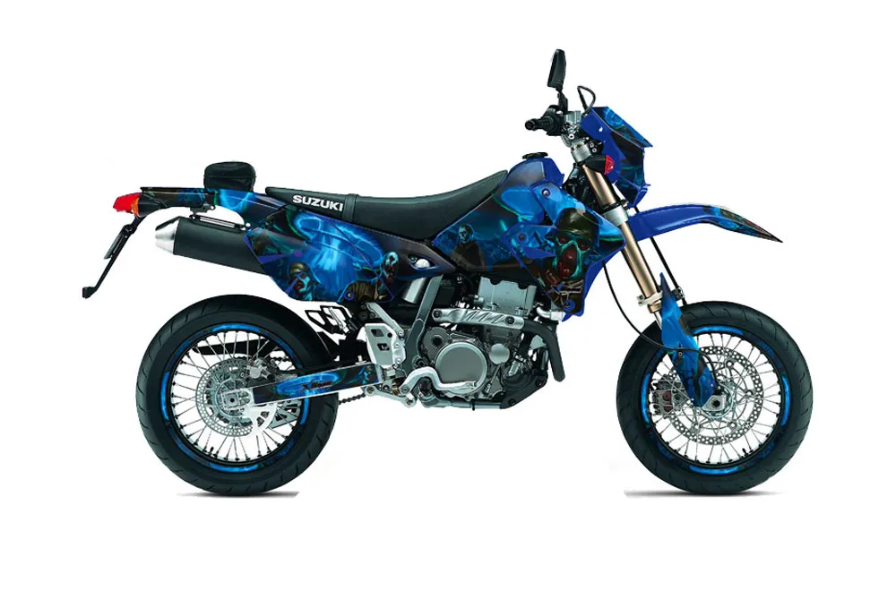Suzuki DRZ 400 S Metal Tank Dirt Bike Graphic Kit - 2000-2023 Zombie Trooper Blue