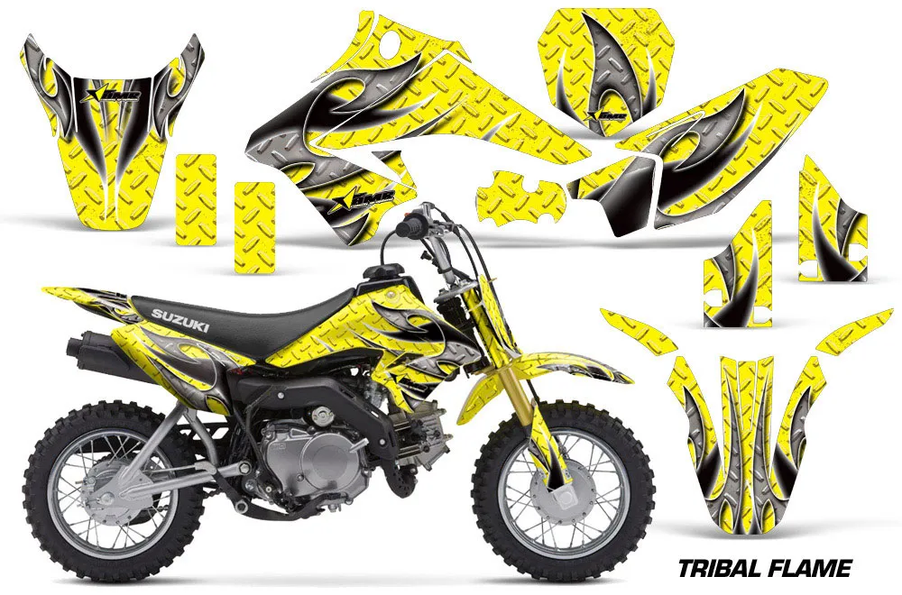 Suzuki DRZ 70 Dirt Bike Graphic Kit - 2008-2016 Tribal Flame Yellow