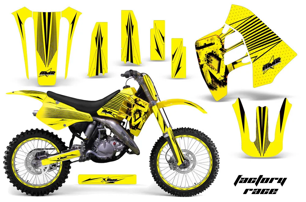 Suzuki RM 125 Dirt Bike Graphic Kit - 1992 Factory Race Yellow