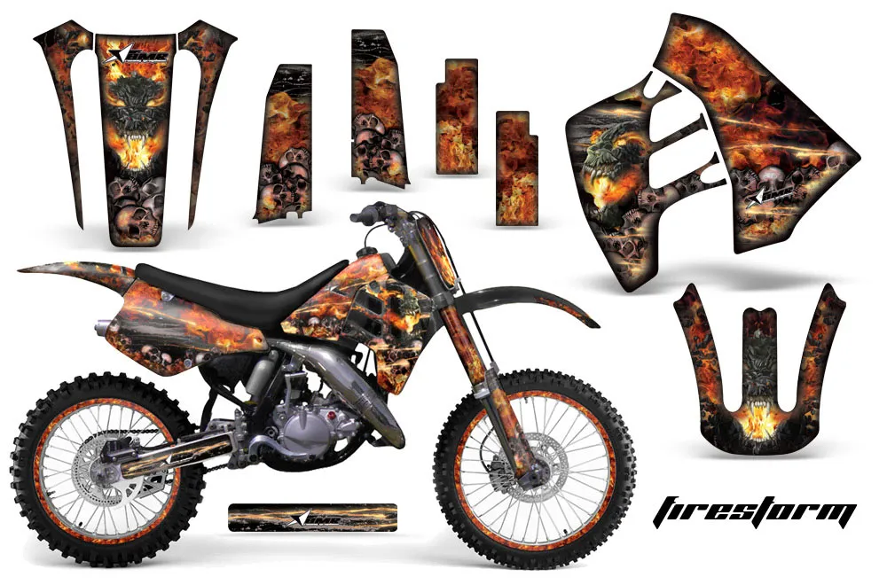Suzuki RM 125 Dirt Bike Graphic Kit - 1992 Firestorm Black