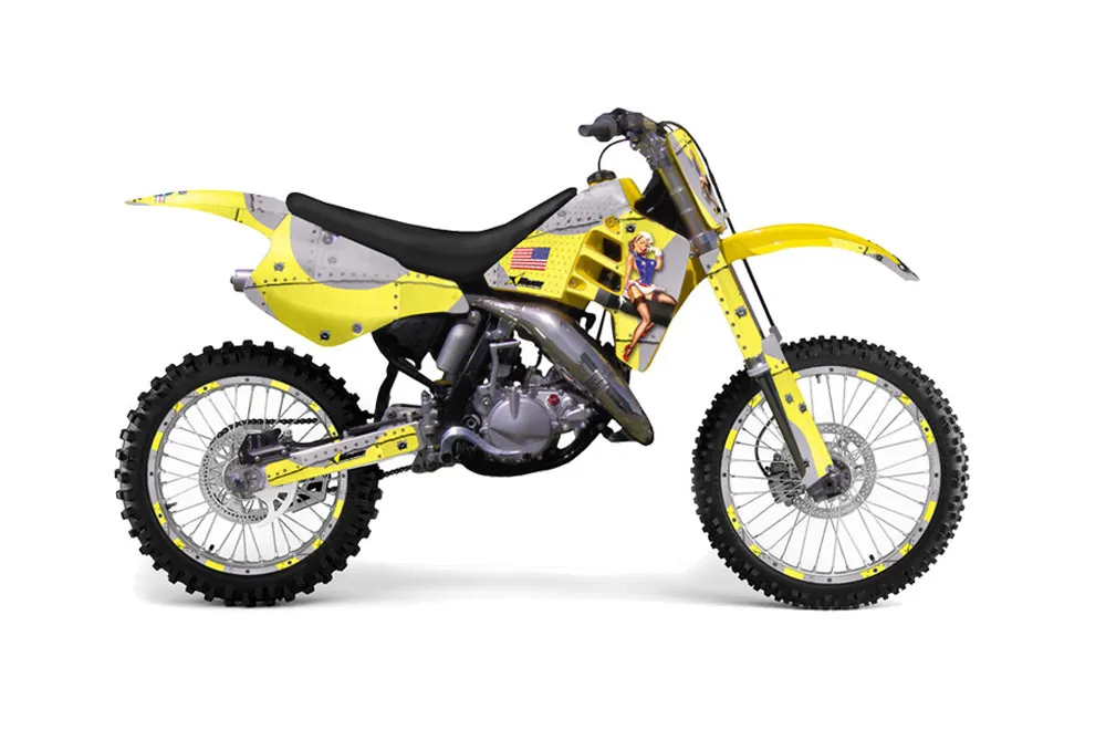 Suzuki RM 125 Dirt Bike Graphic Kit - 1992 T Bomber Yellow