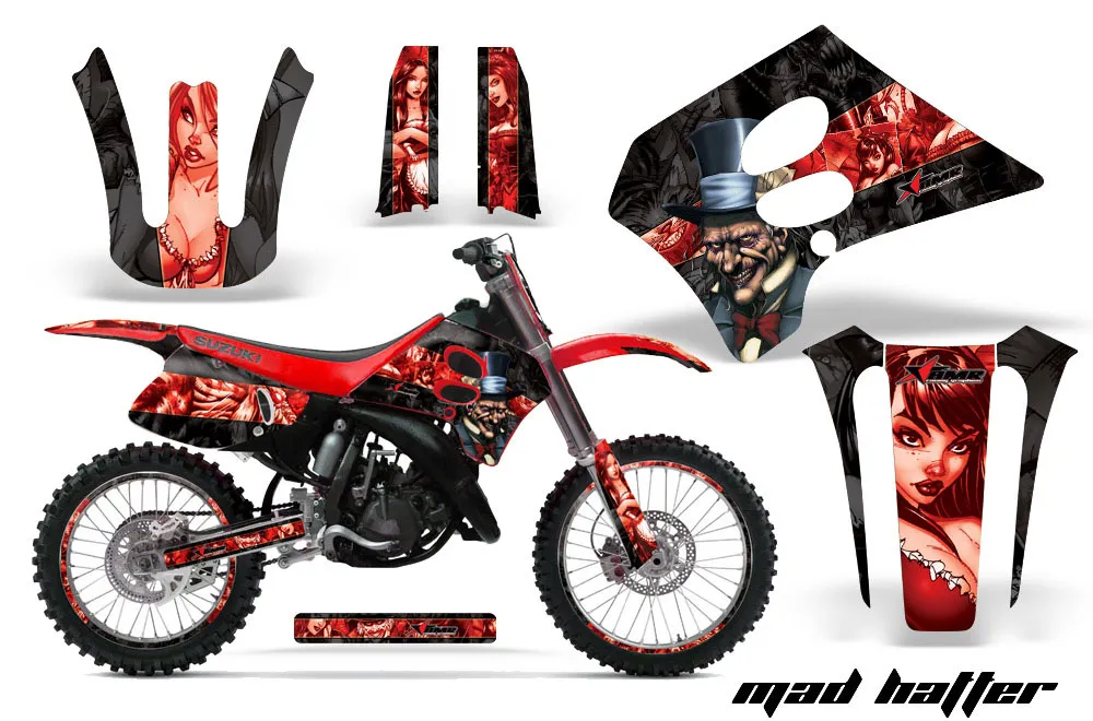 Suzuki RM 125 Dirt Bike Graphic Kit - 1993-1995 Mad Hatter Black