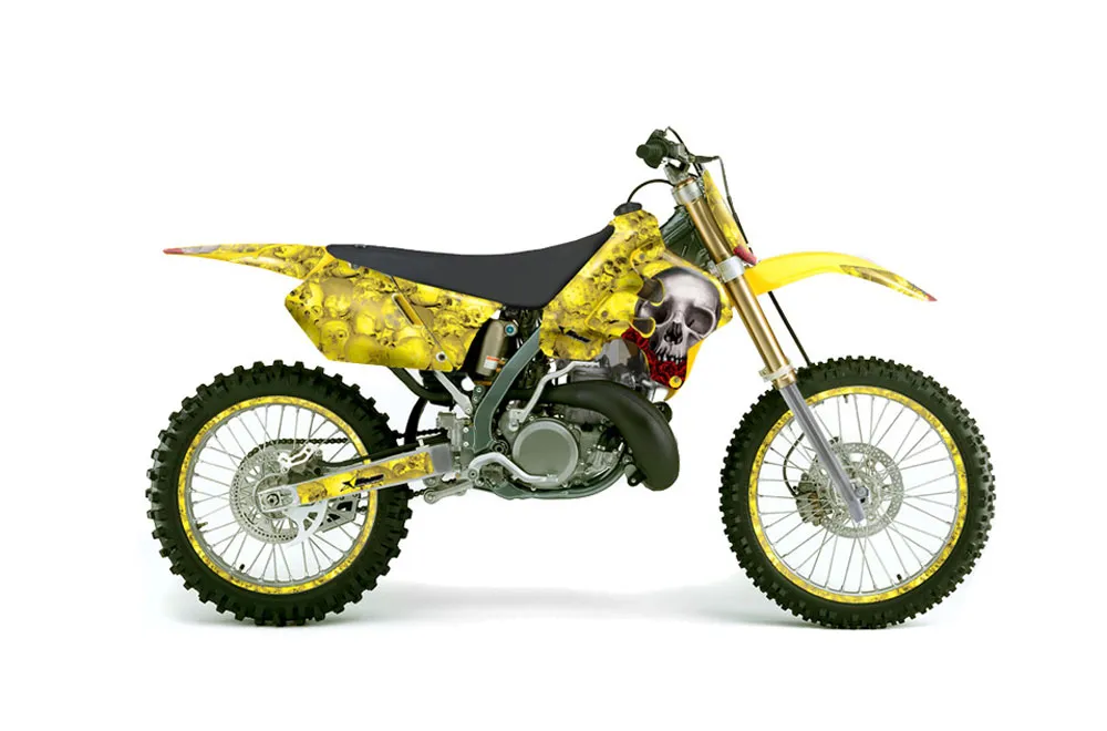 Suzuki RM 125 Dirt Bike Graphic Kit - 1996-1998 Bone Collector Yellow