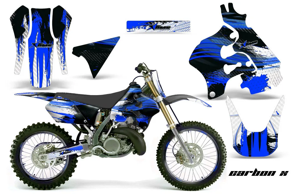 Suzuki RM 125 Dirt Bike Graphic Kit - 1996-1998 Carbon X Blue