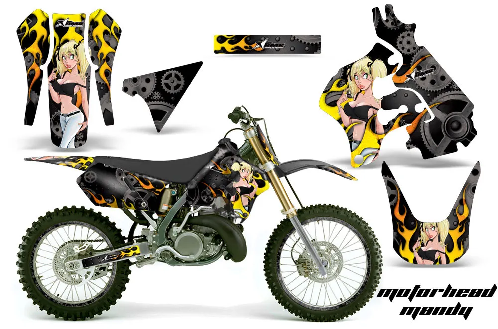 Suzuki RM 125 Dirt Bike Graphic Kit - 1996-1998 Motorhead Mandy Black