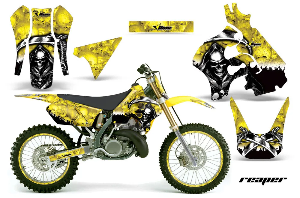 Suzuki RM 125 Dirt Bike Graphic Kit - 1996-1998 Reaper Yellow