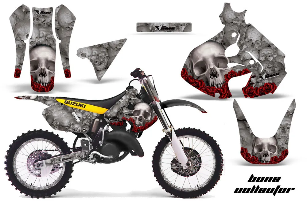 Suzuki RM 125 Dirt Bike Graphic Kit - 1999-2000 Bone Collector Silver