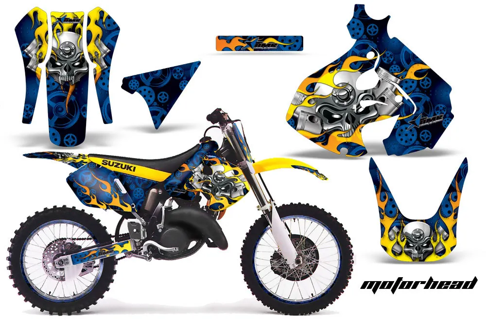 Suzuki RM 125 Dirt Bike Graphic Kit - 1999-2000 Motorhead Blue