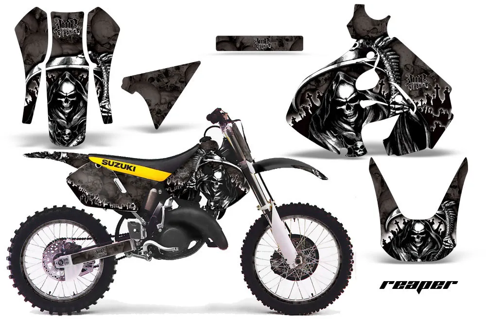 Suzuki RM 125 Dirt Bike Graphic Kit - 1999-2000 Reaper Black