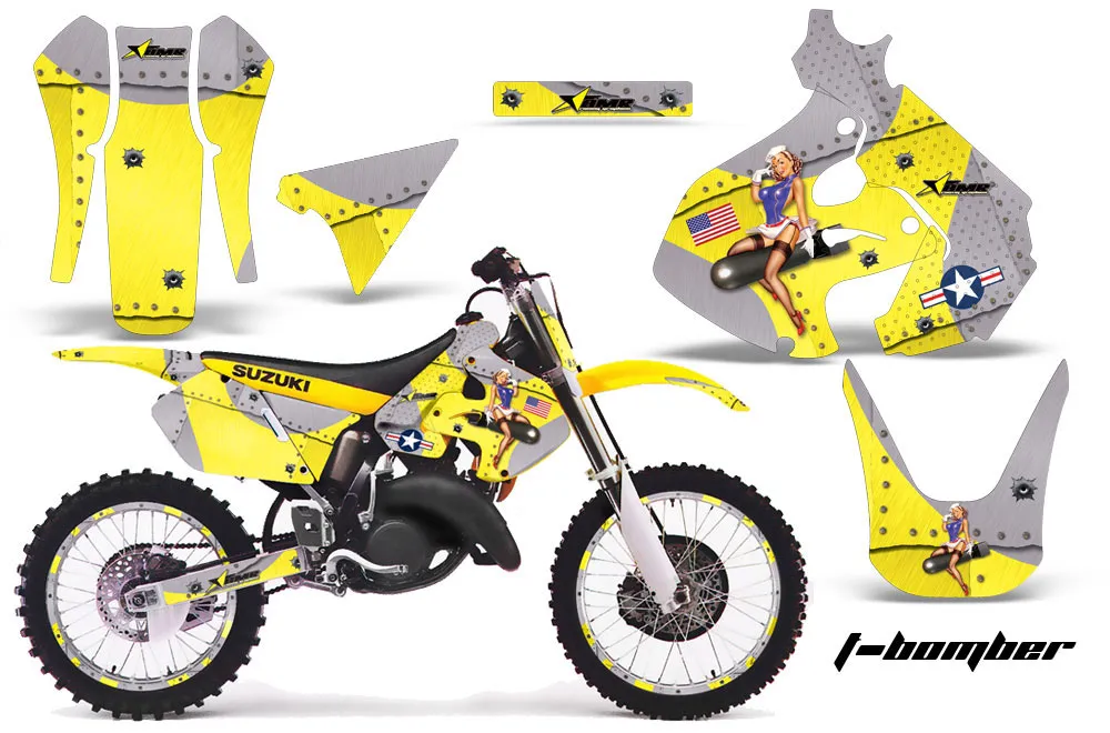 Suzuki RM 125 Dirt Bike Graphic Kit - 1999-2000 T Bomber Yellow