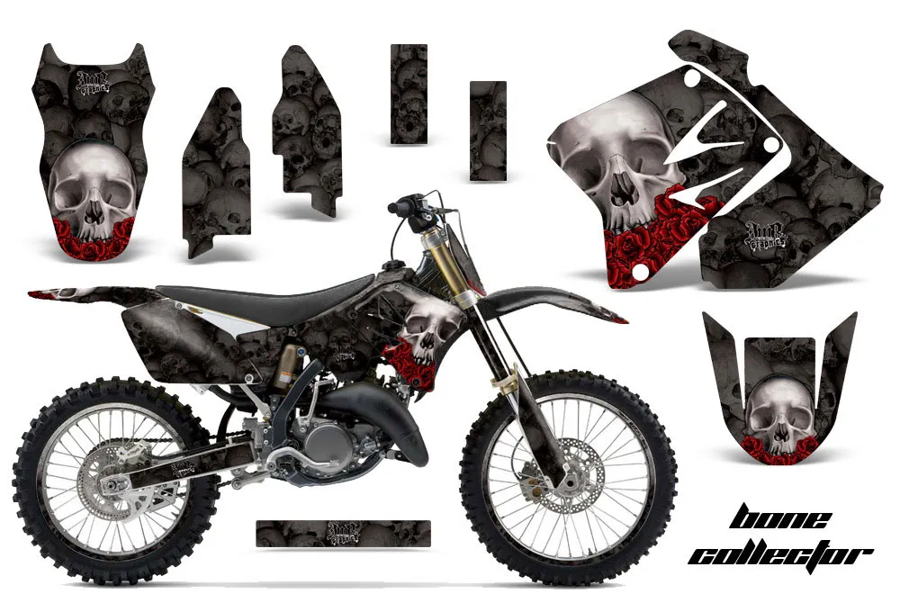 Suzuki RM 125 Dirt Bike Graphic Kit - 2001-2009 Bone Collector Black