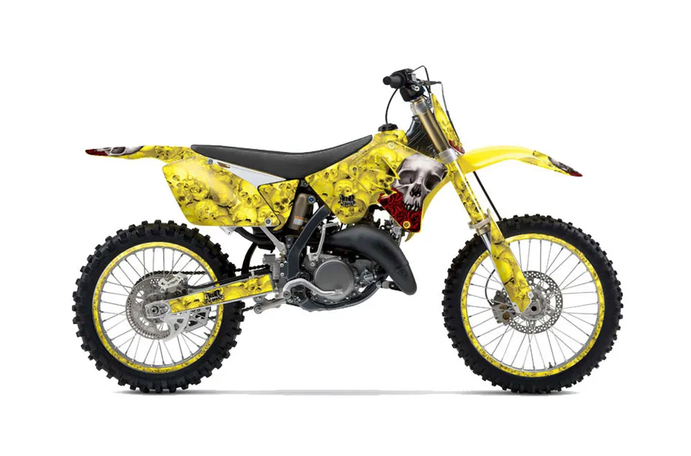 Suzuki RM 125 Dirt Bike Graphic Kit - 2001-2009 Bone Collector Yellow