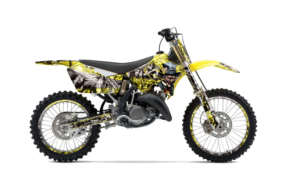 Suzuki RM 125 Dirt Bike Graphic Kit - 2001-2009 Mad Hatter Yellow