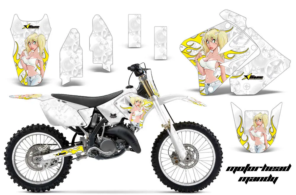 Suzuki RM 125 Dirt Bike Graphic Kit - 2001-2009 Motorhead Mandy White