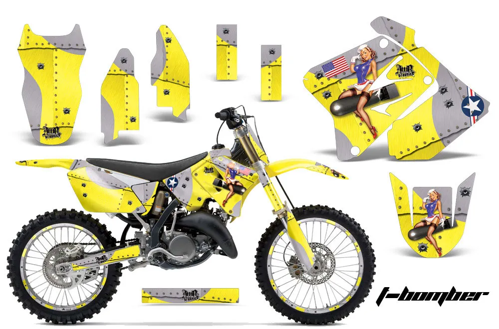Suzuki RM 125 Dirt Bike Graphic Kit - 2001-2009 T Bomber Yellow