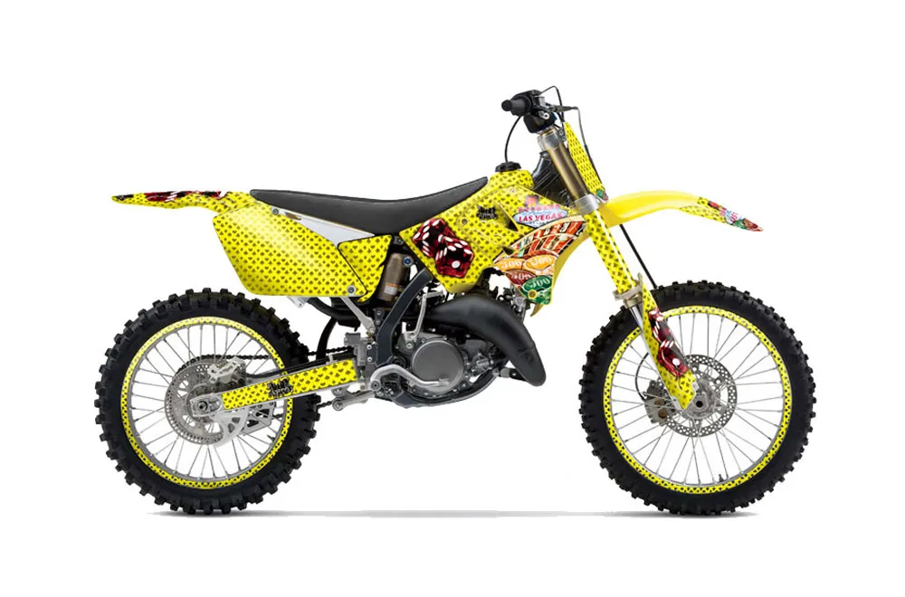 Suzuki RM 125 Dirt Bike Graphic Kit - 2001-2009 Vegas Baller Yellow