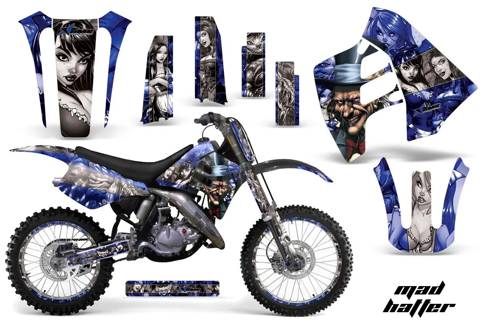 Suzuki RM 250 Dirt Bike Graphic Kit - 1989-1992 Mad Hatter Blue