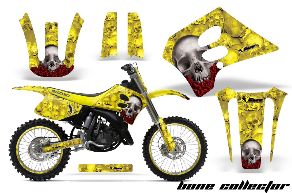 Suzuki RM 250 Dirt Bike Graphic Kit - 1993-1995 Bone Collector Yellow