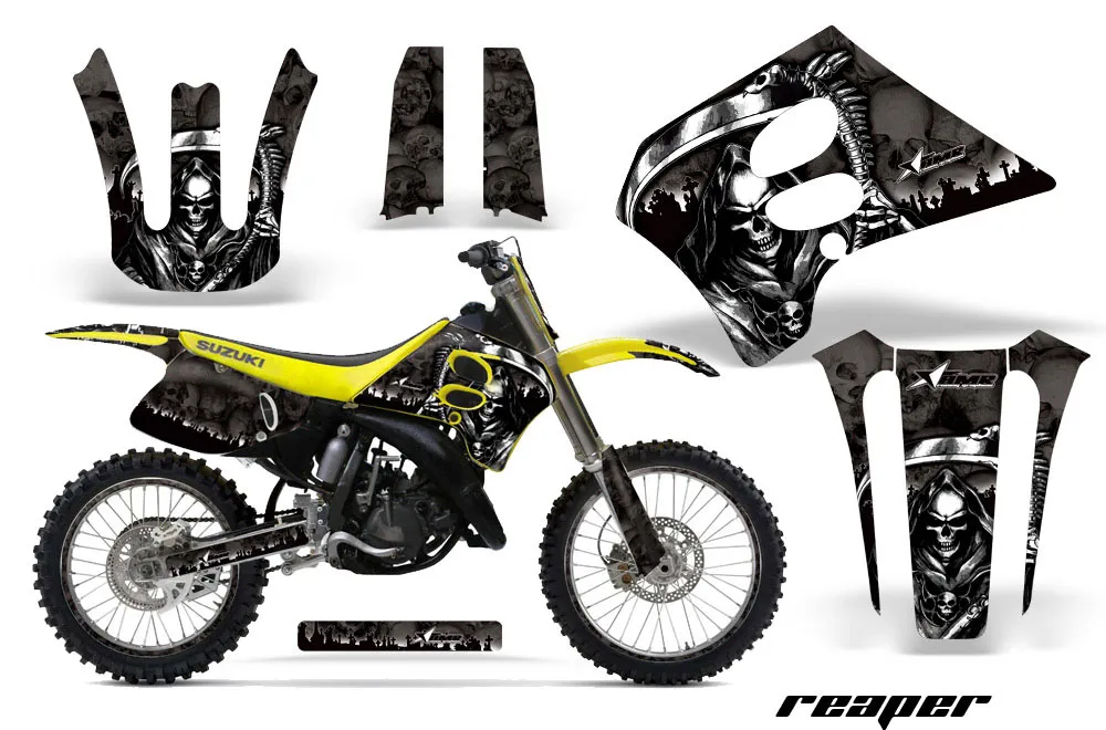 Suzuki RM 250 Dirt Bike Graphic Kit - 1993-1995 Reaper Black