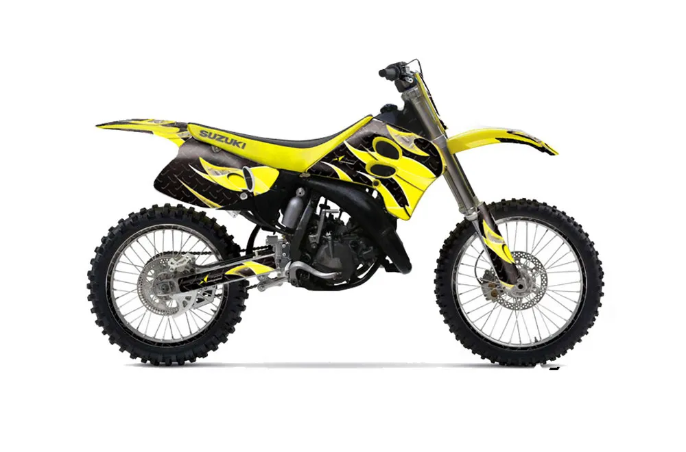 Suzuki RM 250 Dirt Bike Graphic Kit - 1993-1995 Tribal Flames Yellow