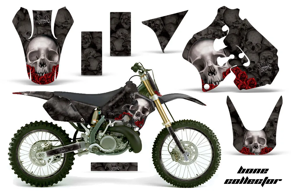 Suzuki RM 250 Dirt Bike Graphic Kit - 1996-1998 Bone Collector Black
