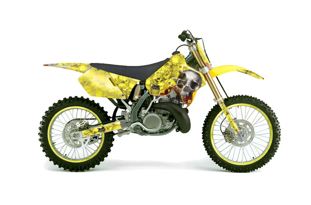 Suzuki RM 250 Dirt Bike Graphic Kit - 1996-1998 Bone Collector Yellow