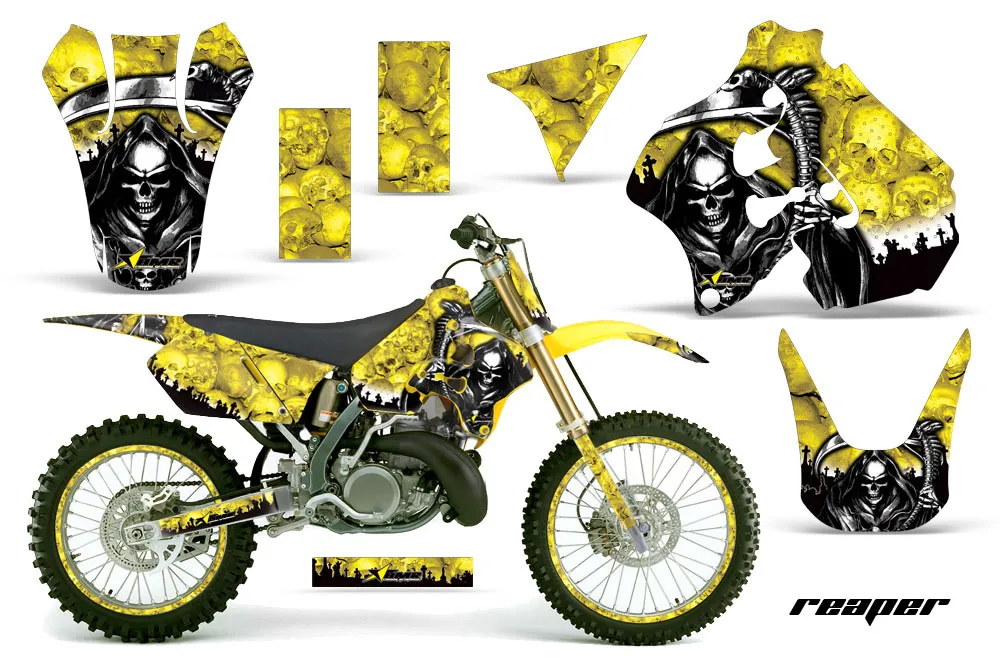 Suzuki RM 250 Dirt Bike Graphic Kit - 1996-1998 Reaper Yellow