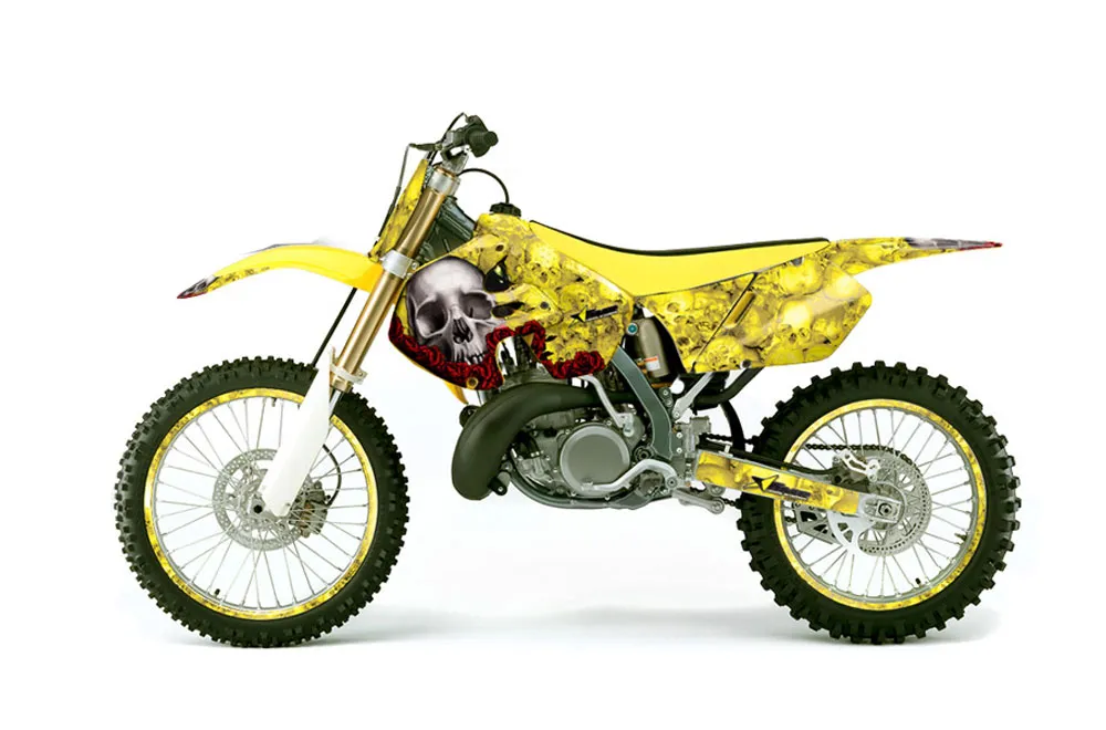 Suzuki RM 250 Dirt Bike Graphic Kit - 1999-2000 Bone Collector Yellow
