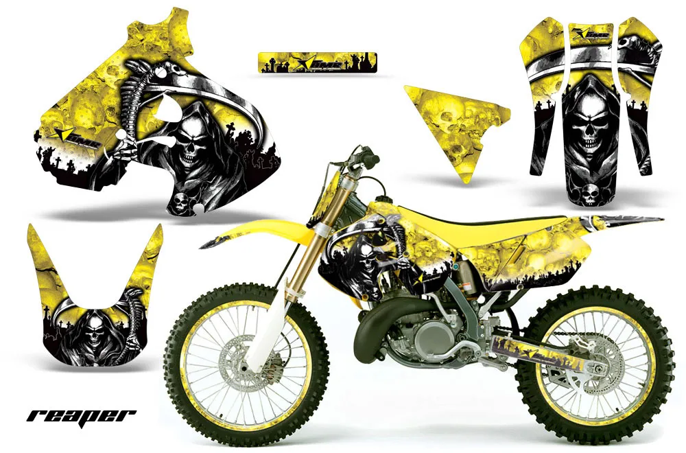 Suzuki RM 250 Dirt Bike Graphic Kit - 1999-2000 Reaper Yellow