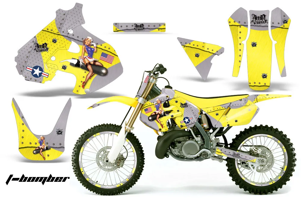 Suzuki RM 250 Dirt Bike Graphic Kit - 1999-2000 T Bomber Yellow