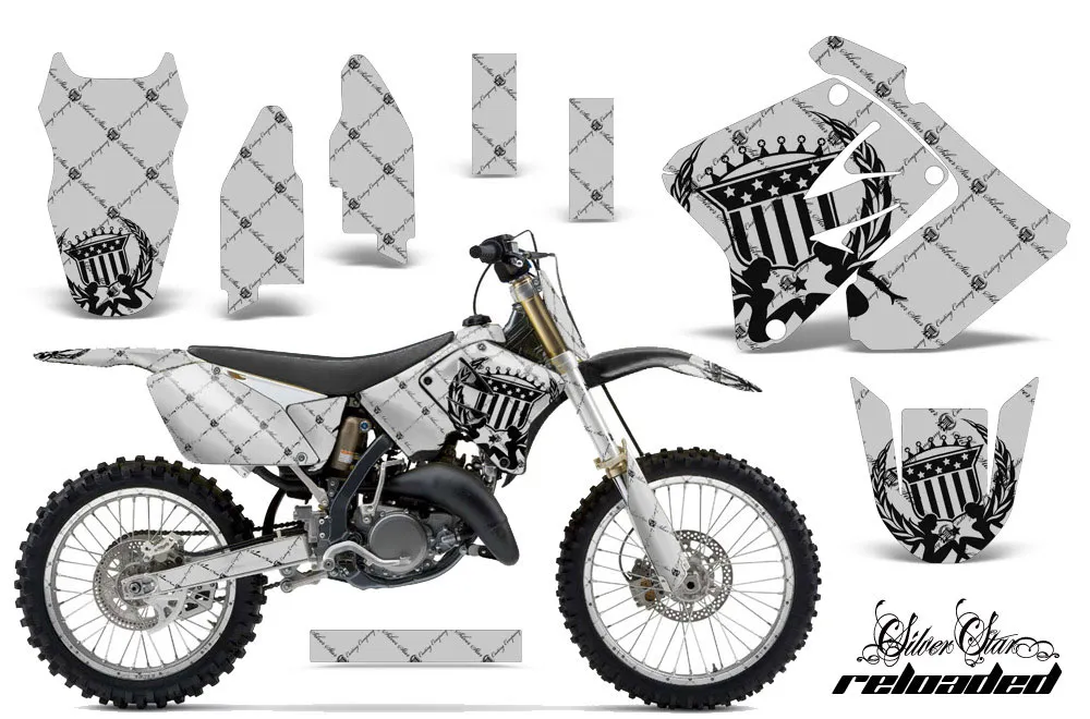 Suzuki RM 250 Dirt Bike Graphic Kit - 2001-2009 Silver Star - Reloaded Silver