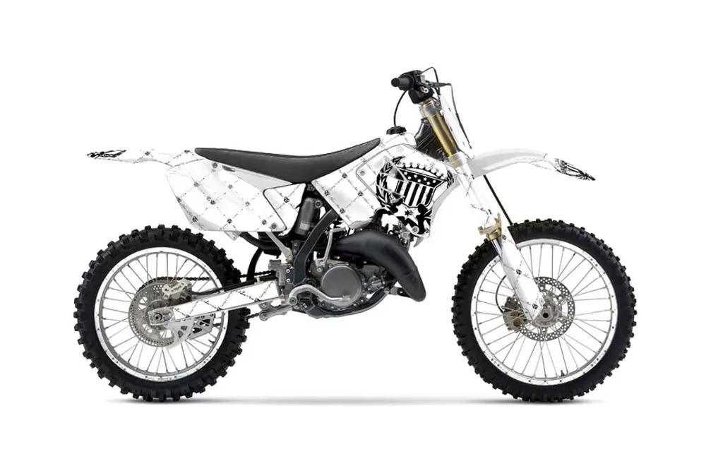 Suzuki RM 250 Dirt Bike Graphic Kit - 2001-2009 Silver Star - Reloaded White
