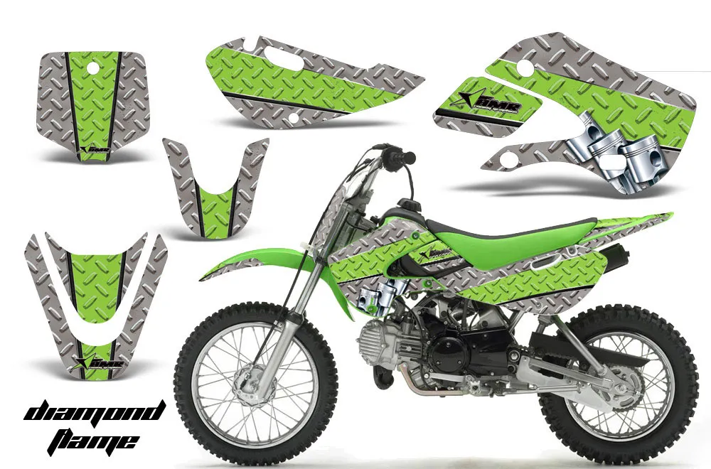 Suzuki RM 65 Dirt Bike Graphic Kit - All Years Diamond Flames Silver