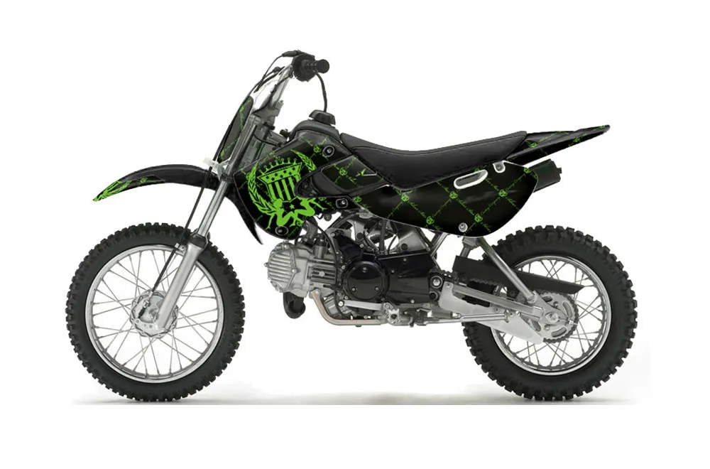 Suzuki RM 65 Dirt Bike Graphic Kit - All Years Silver Star - Reloaded Green