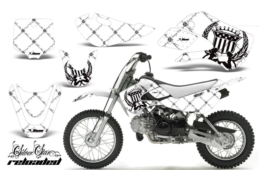 Suzuki RM 65 Dirt Bike Graphic Kit - All Years Silver Star - Reloaded White
