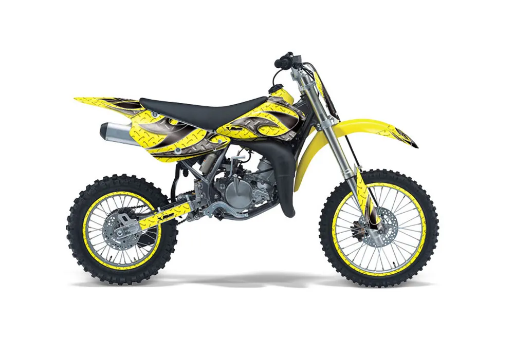 Suzuki RM 85 Dirt Bike Graphic Kit - 2001-2023 Tribal Flames Yellow